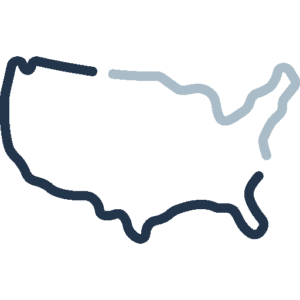 Outline of the continental United States, highlighting key regions brimming with diverse career opportunities.